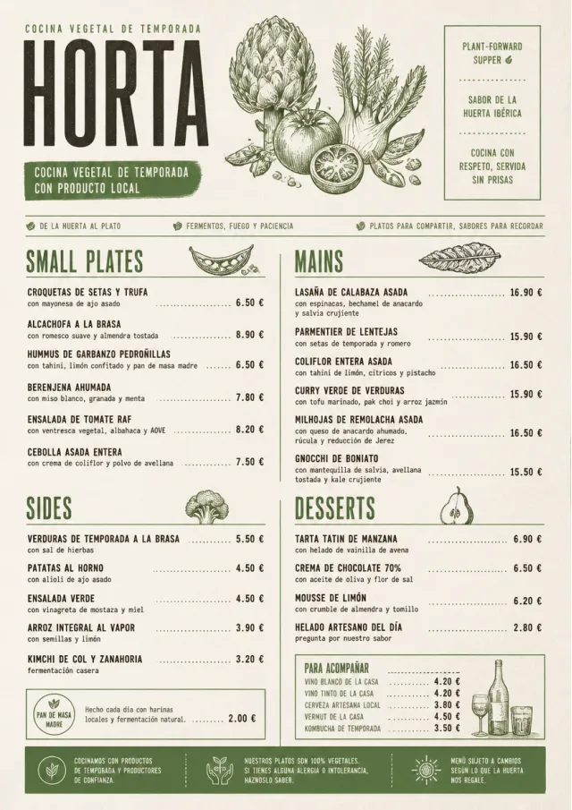 Plant-Forward Supper dinner-menu menu template preview