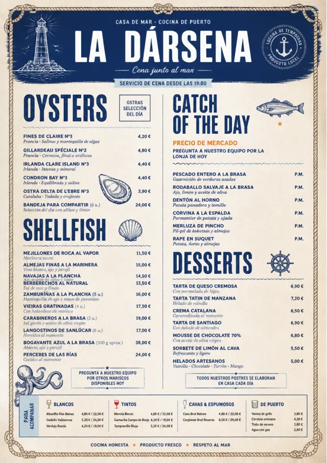 Harbor Seafood Dinner dinner-menu menu template preview