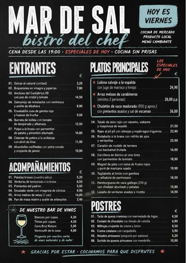 Chef Bistro Specials dinner-menu menu template preview