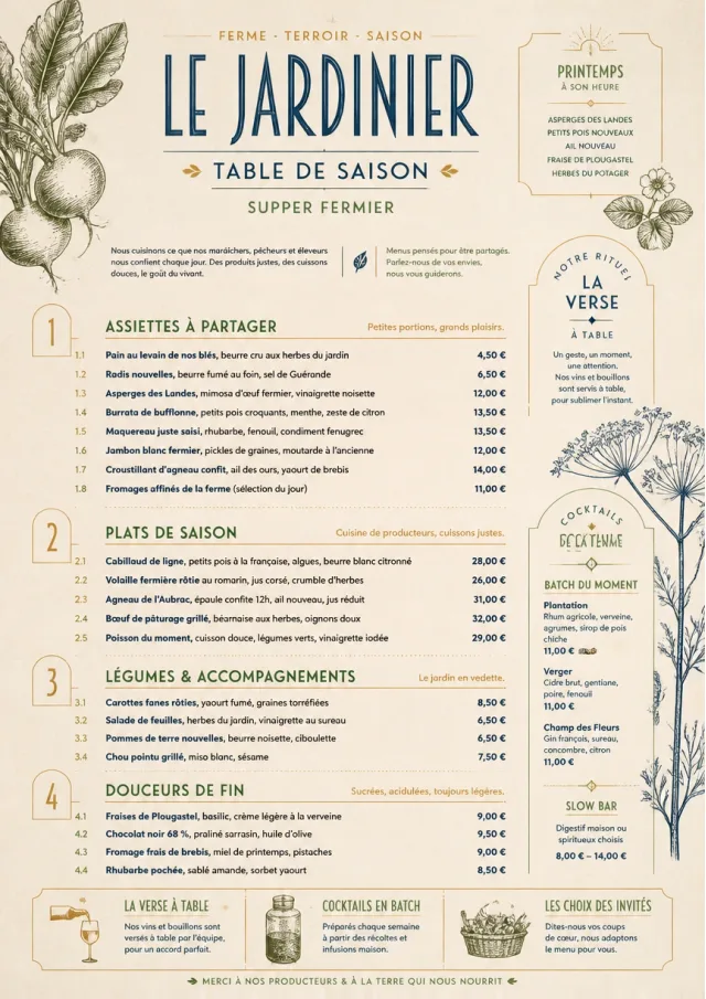 Farm-to-Table Supper dinner-menu menu template preview