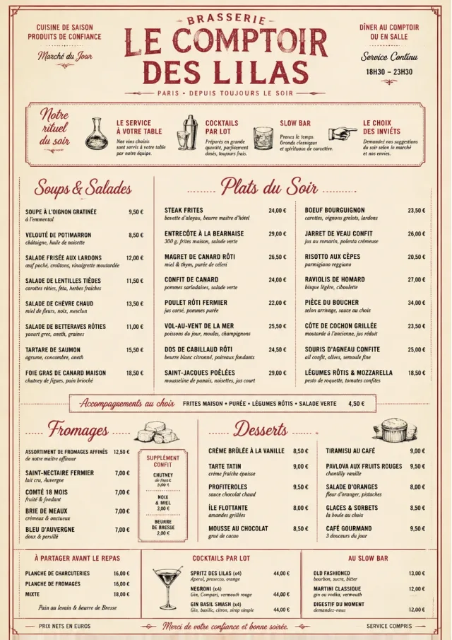 Brasserie Dinner dinner-menu menu template preview