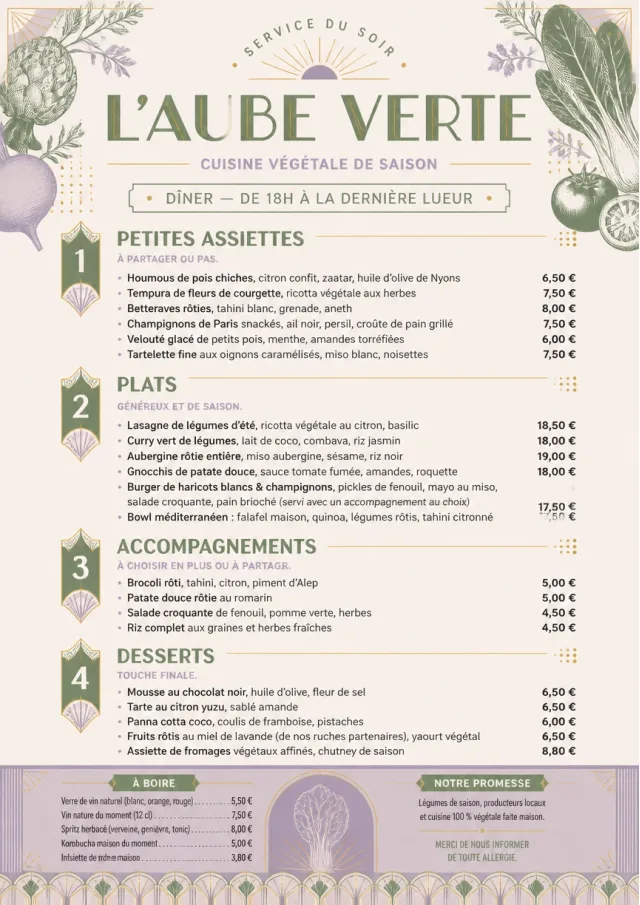 Plant-Forward Supper dinner-menu menu template preview