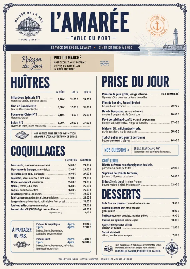 Harbor Seafood Dinner dinner-menu menu template preview