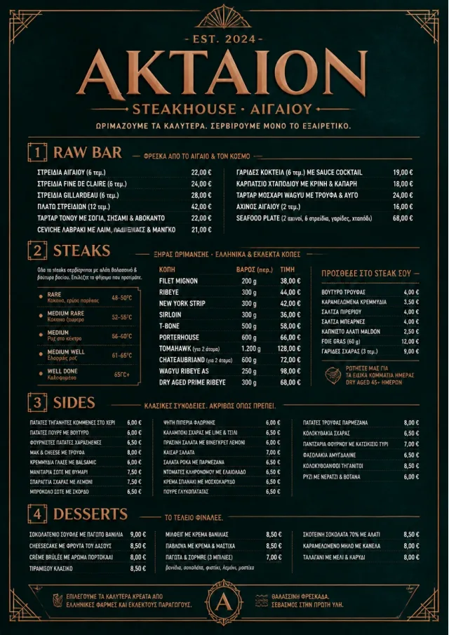 Classic Steakhouse dinner-menu menu template preview