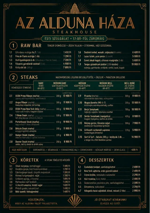 Classic Steakhouse dinner-menu menu template preview
