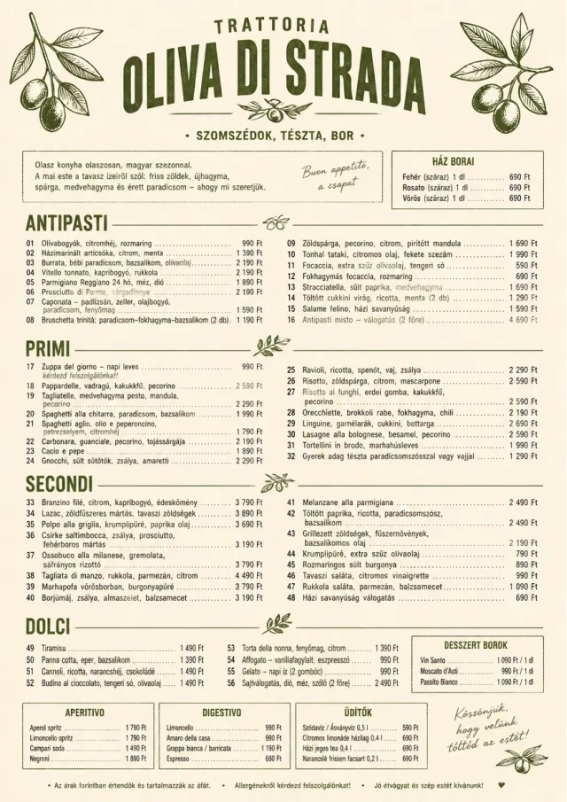 Trattoria Evening dinner-menu menu template preview