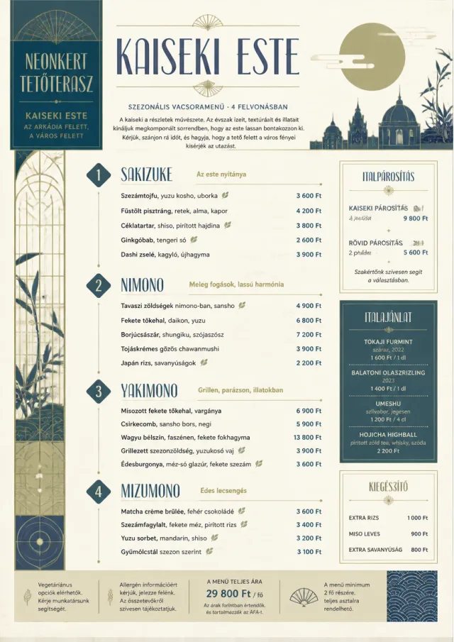 Kaiseki Evening dinner-menu menu template preview