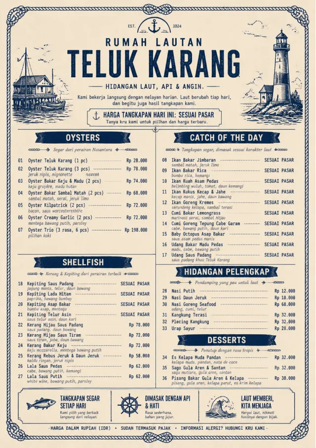 Harbor Seafood Dinner dinner-menu menu template preview