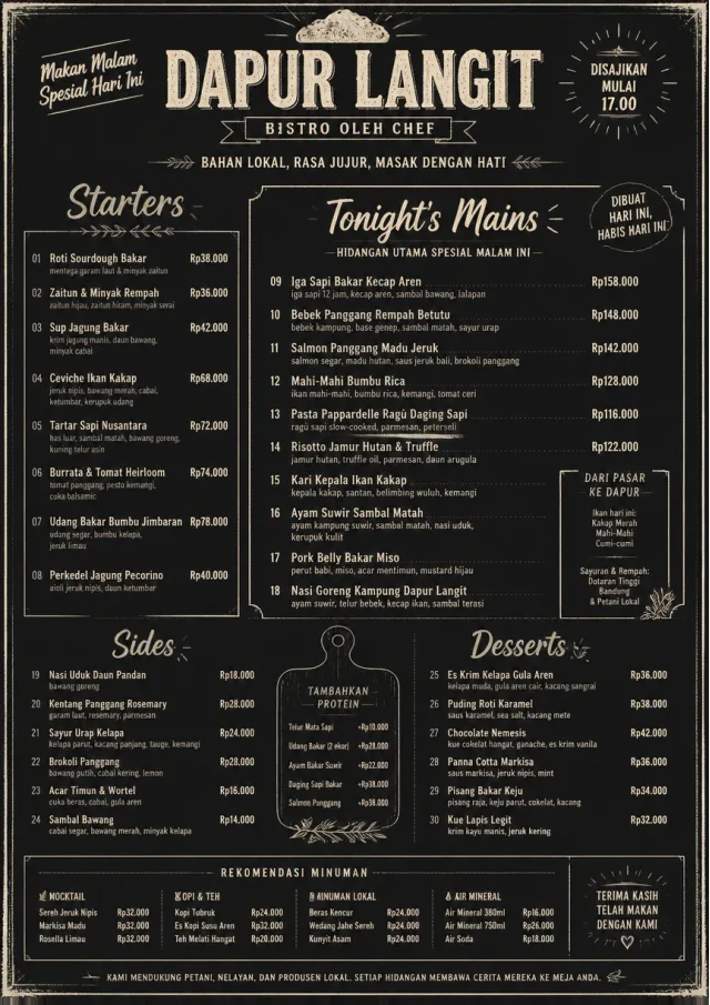 Chef Bistro Specials dinner-menu menu template preview