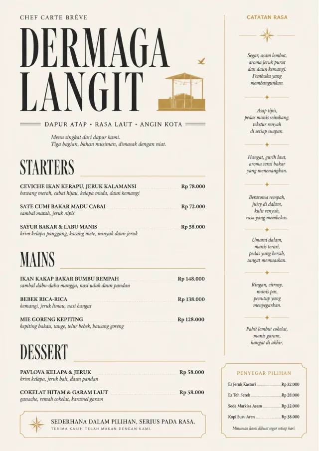 Chef Carte Brève dinner-menu menu template preview
