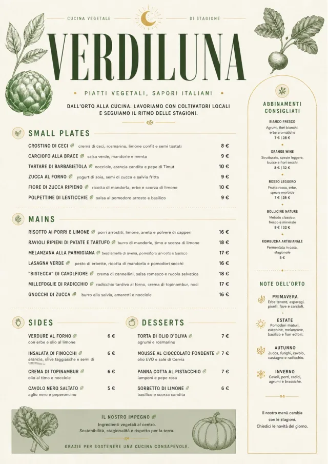 Plant-Forward Supper dinner-menu menu template preview