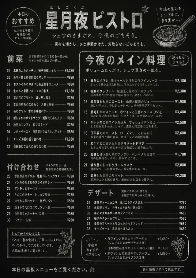 Chef Bistro Specials dinner-menu menu template preview