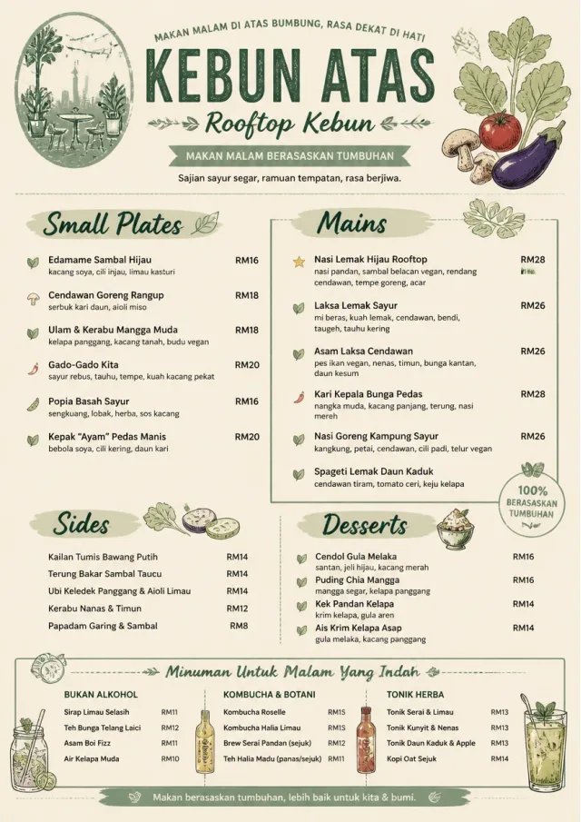 Plant-Forward Supper dinner-menu menu template preview