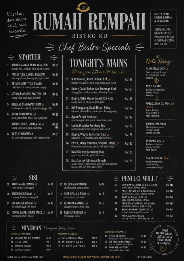 Chef Bistro Specials dinner-menu menu template preview