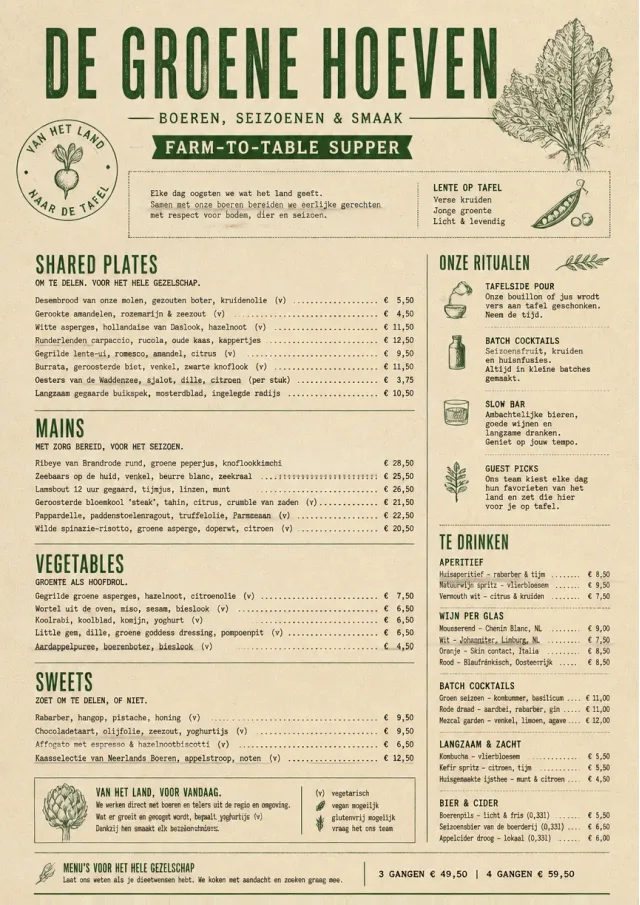 Farm-to-Table Supper dinner-menu menu template preview