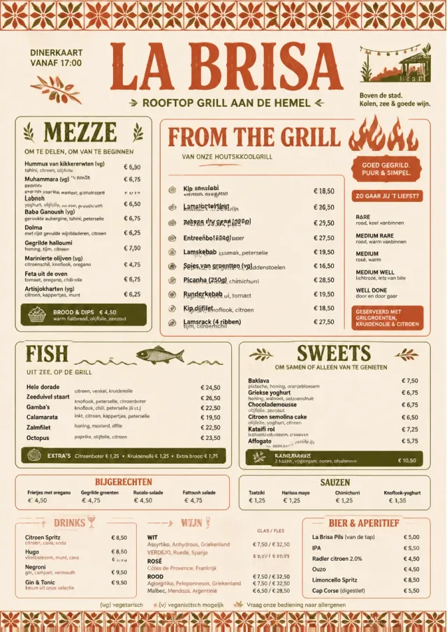 Mediterranean Grill Night dinner-menu menu template preview