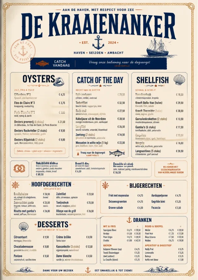 Harbor Seafood Dinner dinner-menu menu template preview