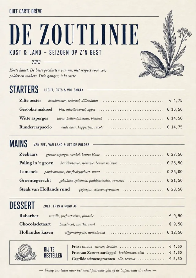 Chef Carte Brève dinner-menu menu template preview