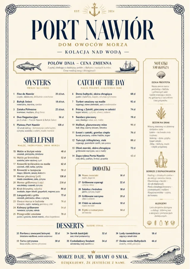 Harbor Seafood Dinner dinner-menu menu template preview
