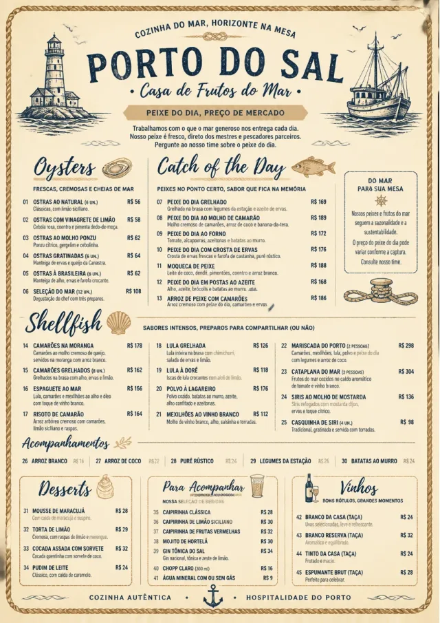 Harbor Seafood Dinner dinner-menu menu template preview