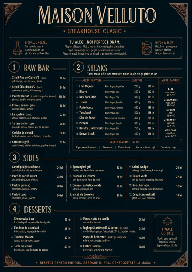 Classic Steakhouse dinner-menu menu template preview