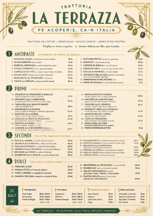 Trattoria Evening dinner-menu menu template preview