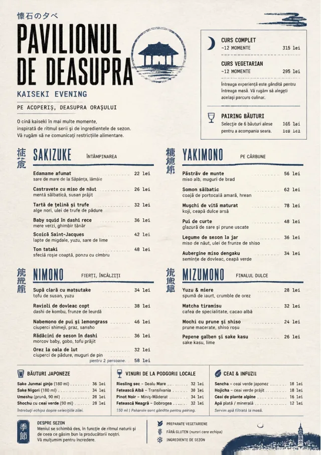 Kaiseki Evening dinner-menu menu template preview