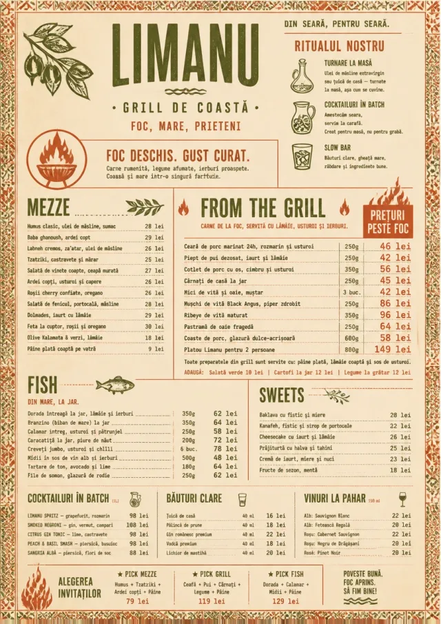 Mediterranean Grill Night dinner-menu menu template preview