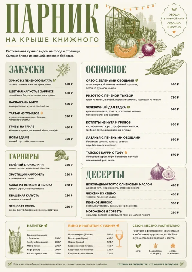 Plant-Forward Supper dinner-menu menu template preview