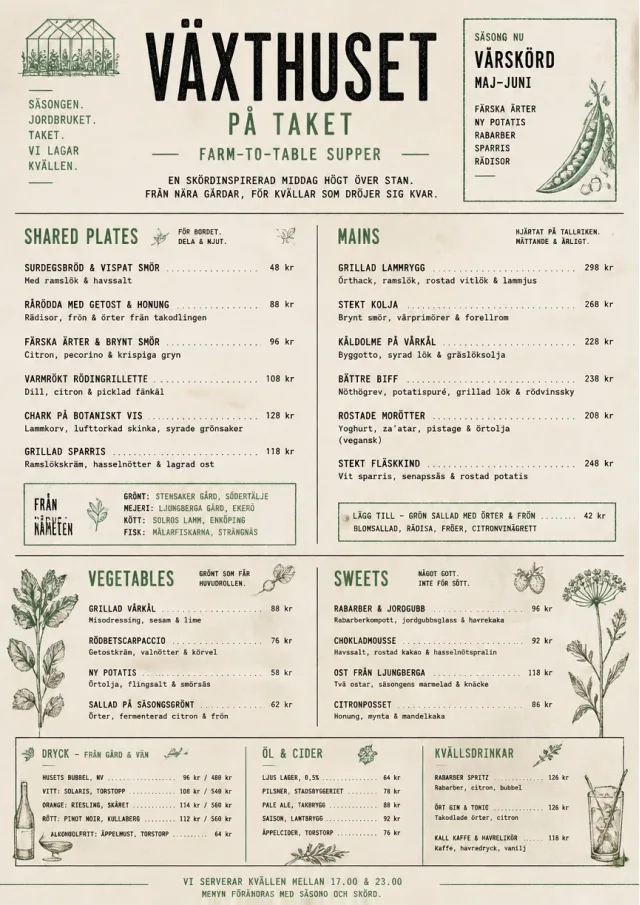 Farm-to-Table Supper dinner-menu menu template preview