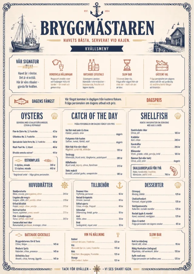 Harbor Seafood Dinner dinner-menu menu template preview