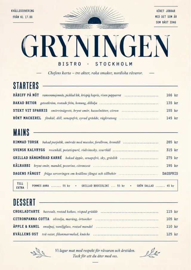 Chef Carte Brève dinner-menu menu template preview