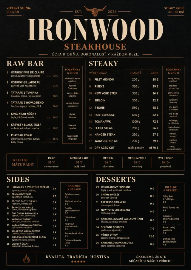 Classic Steakhouse dinner-menu menu template preview