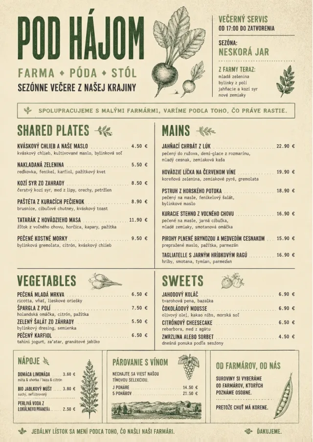 Farm-to-Table Supper dinner-menu menu template preview