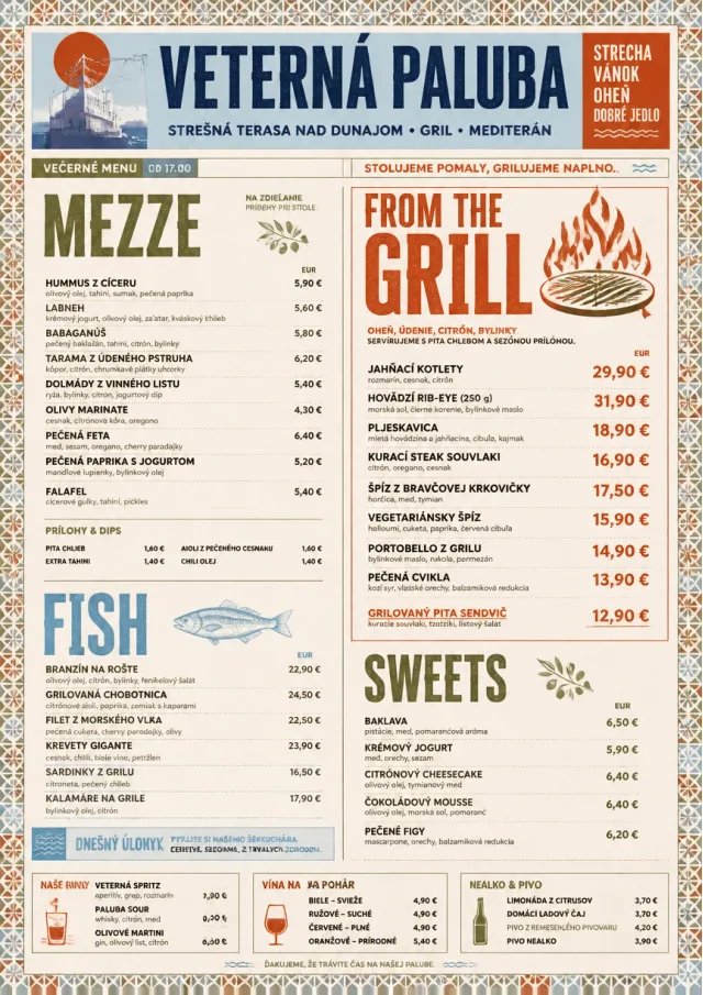 Mediterranean Grill Night dinner-menu menu template preview
