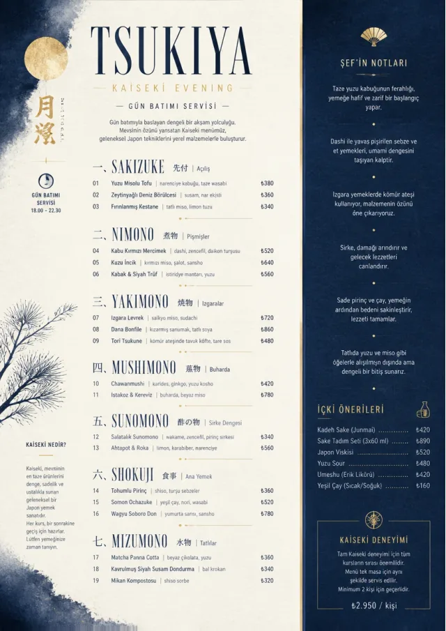 Kaiseki Evening dinner-menu menu template preview