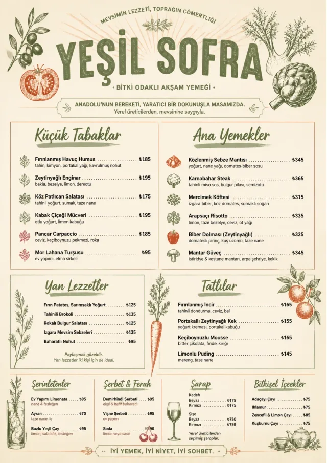 Plant-Forward Supper dinner-menu menu template preview