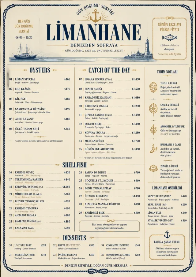 Harbor Seafood Dinner dinner-menu menu template preview