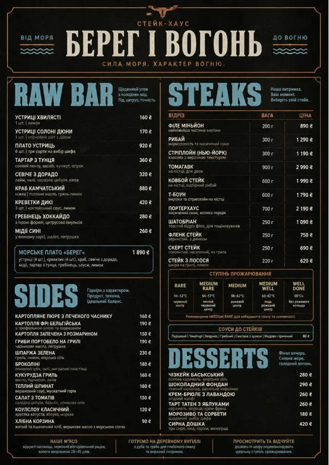 Classic Steakhouse dinner-menu menu template preview