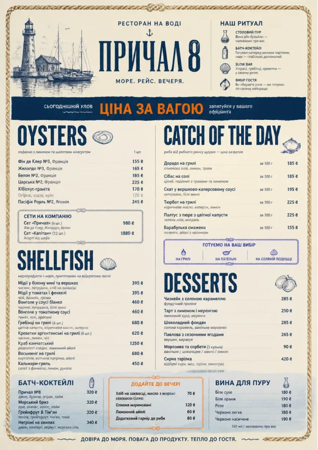 Harbor Seafood Dinner dinner-menu menu template preview