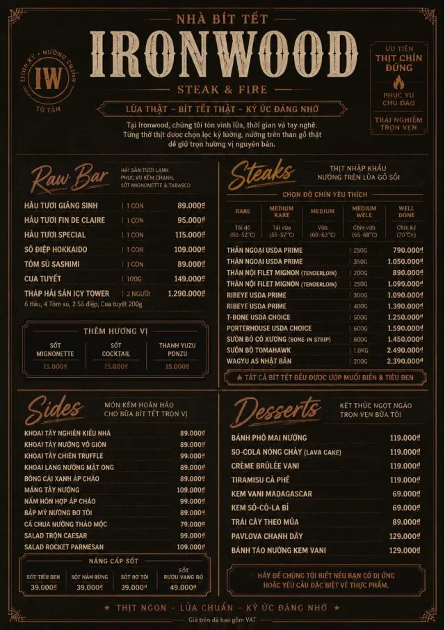 Classic Steakhouse dinner-menu menu template preview