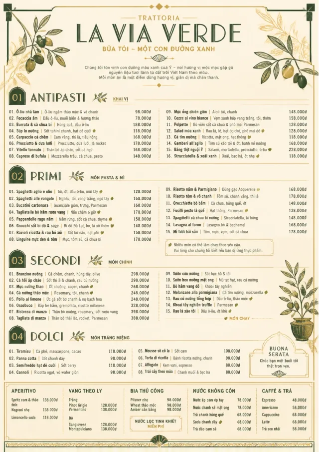Trattoria Evening dinner-menu menu template preview