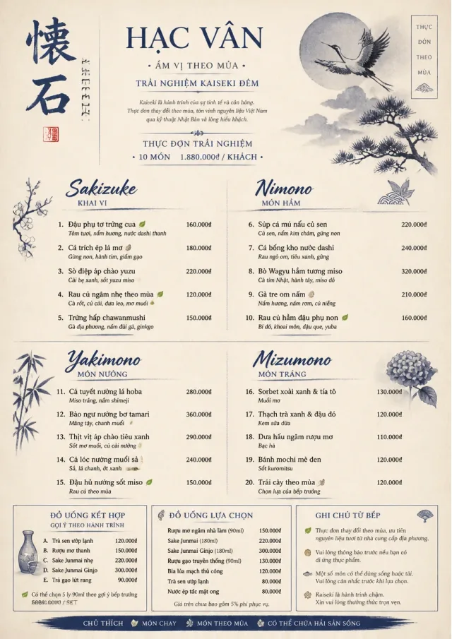 Kaiseki Evening dinner-menu menu template preview