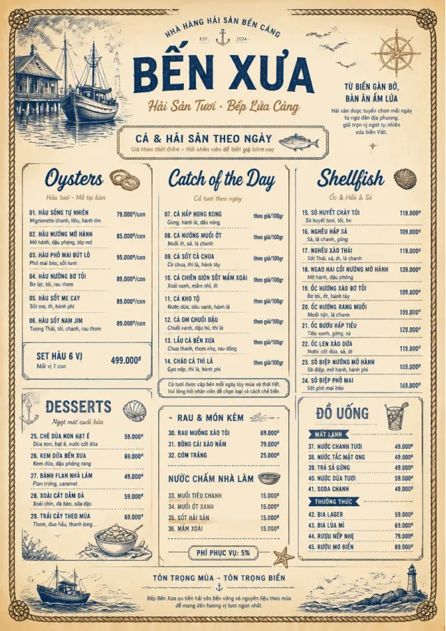 Harbor Seafood Dinner dinner-menu menu template preview