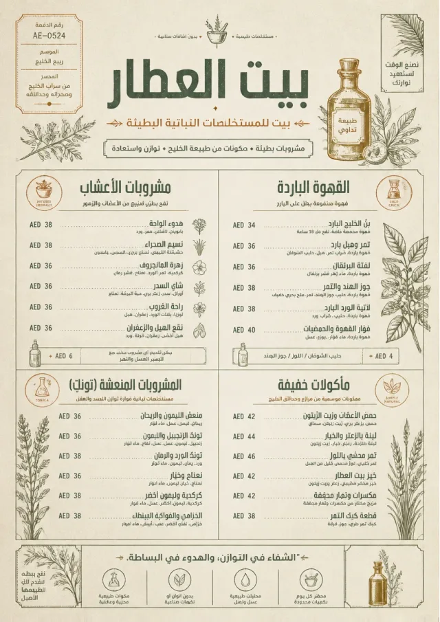 Botanical Apothecary drink-menu menu template preview