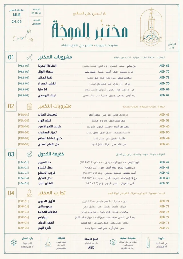 Molecular Lab drink-menu menu template preview