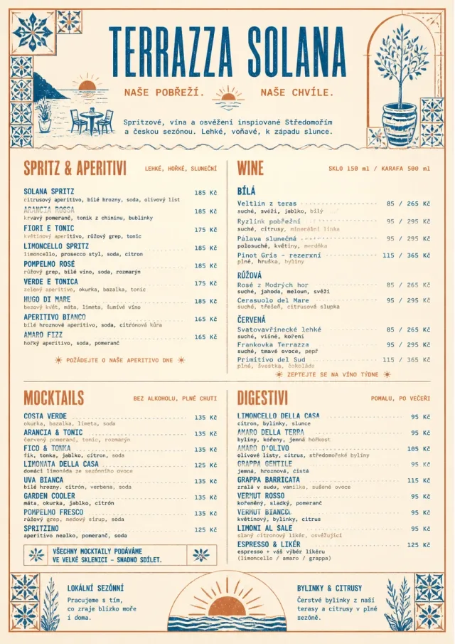 Mediterranean Terrace drink-menu menu template preview