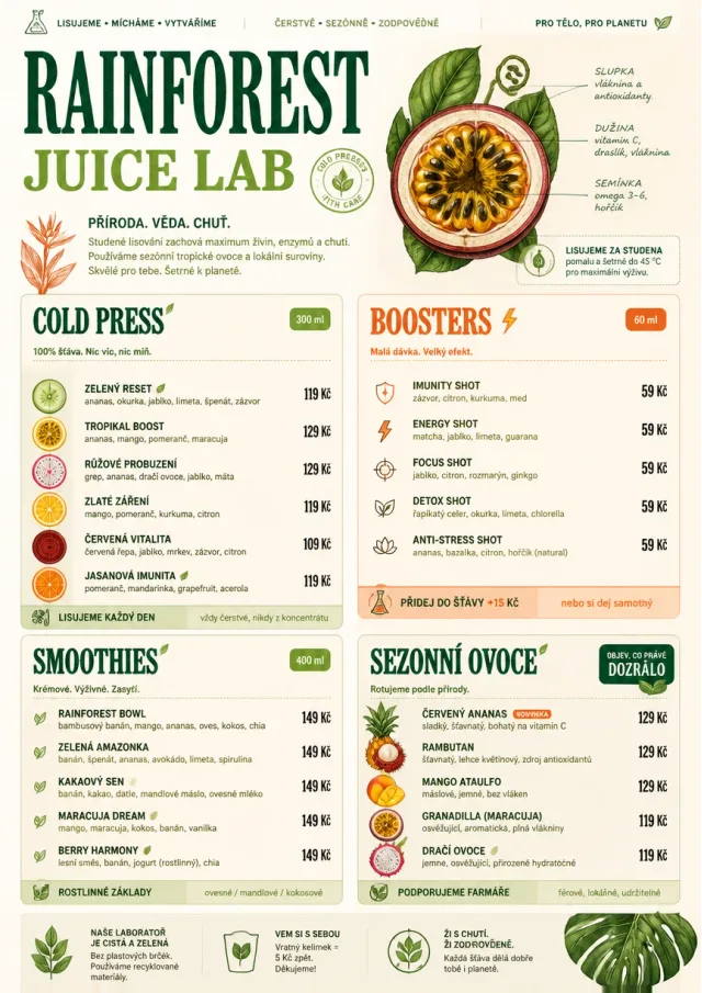 Rainforest Juice Lab drink-menu menu template preview