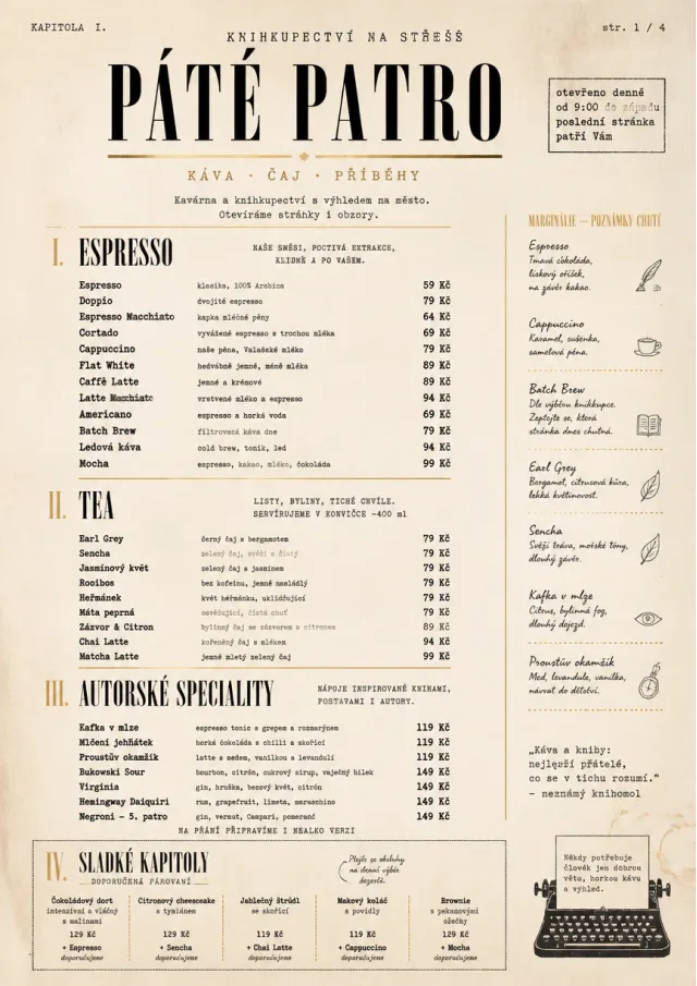 Literary Coffee House drink-menu menu template preview