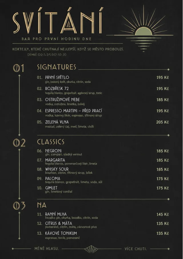 Mono Bar Minimal drink-menu menu template preview